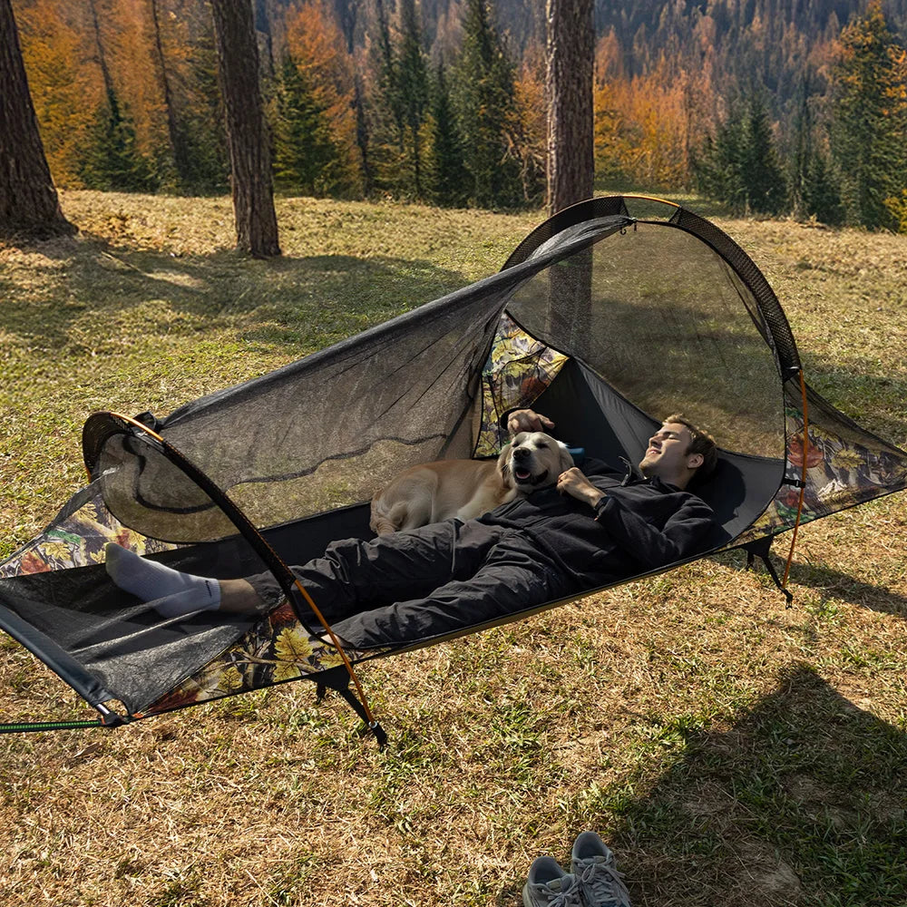 Night Cat Flat Lay Hammock Tent With Waterproof Rainfly