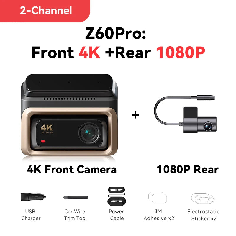 DDPAI 4K Front And Rear Dash Cam With Built In GPS