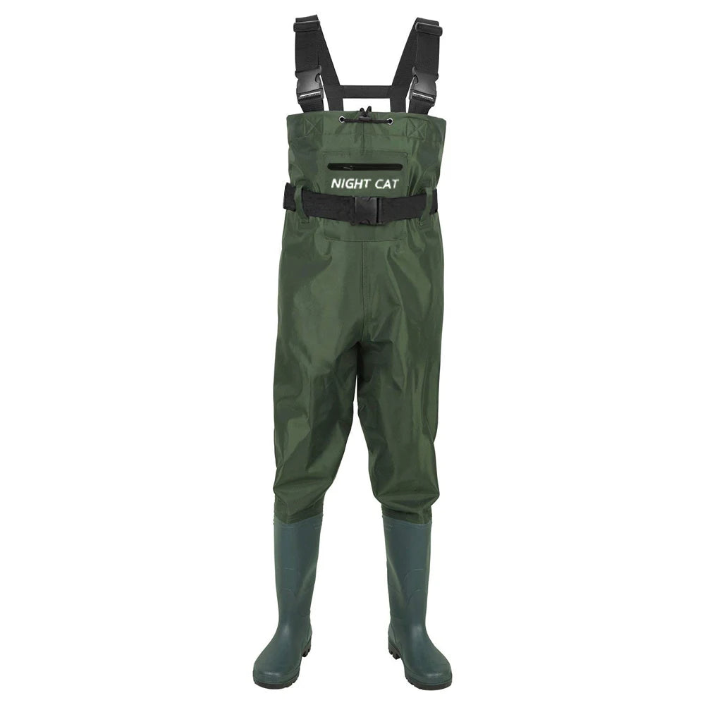 Night Cat Waterproof Fishing Waders With Breathable Nylon Boots And Belt