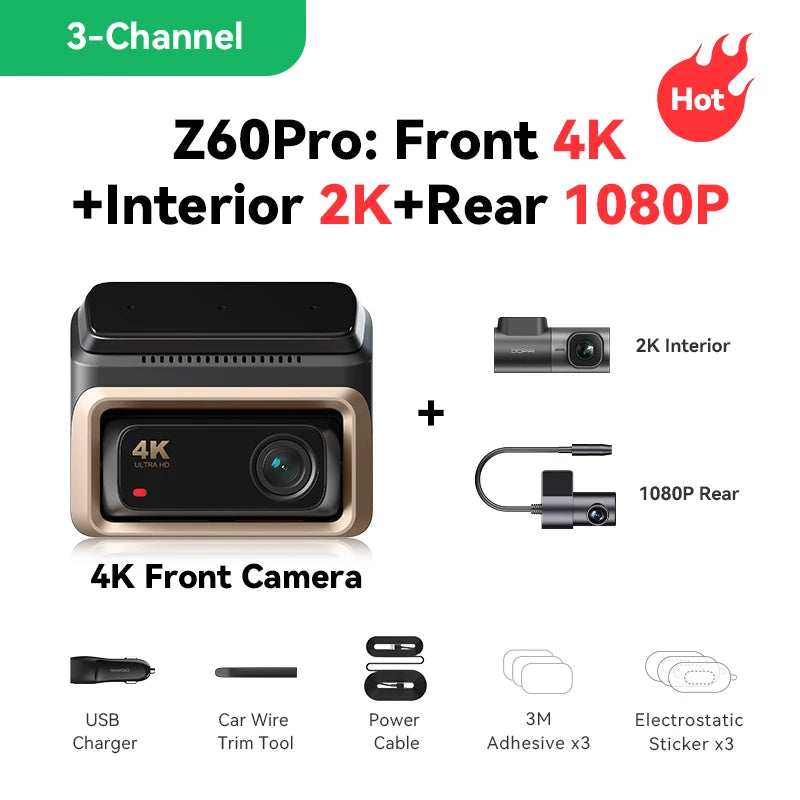 DDPAI 4K Front And Rear Dash Cam With Built In GPS