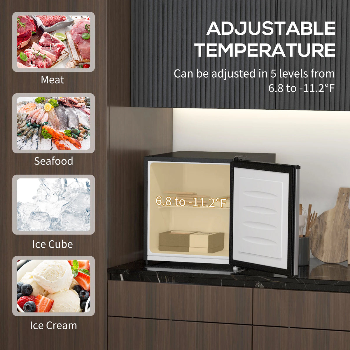 HOMCOM Compact Upright Freezer With Removable Shelf And Reversible Door
