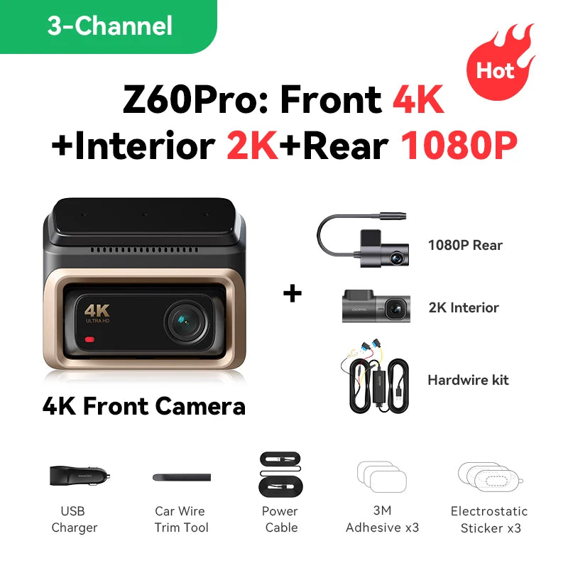 DDPAI 4K Front And Rear Dash Cam With Built In GPS