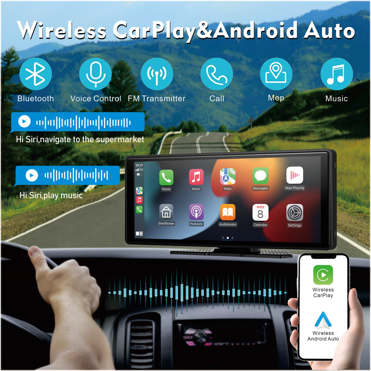 Pionray CarPlay Android Auto Wireless Touchscreen Radio Receiver Unit