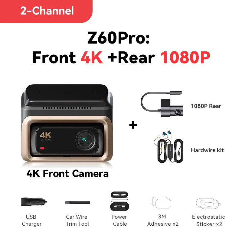 DDPAI 4K Front And Rear Dash Cam With Built In GPS