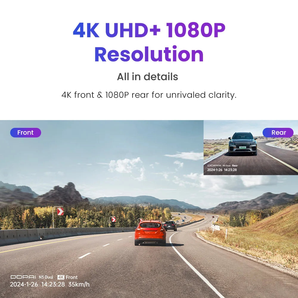DDPai Dual 4K Dash Camera Featuring Front Rear Recording System
