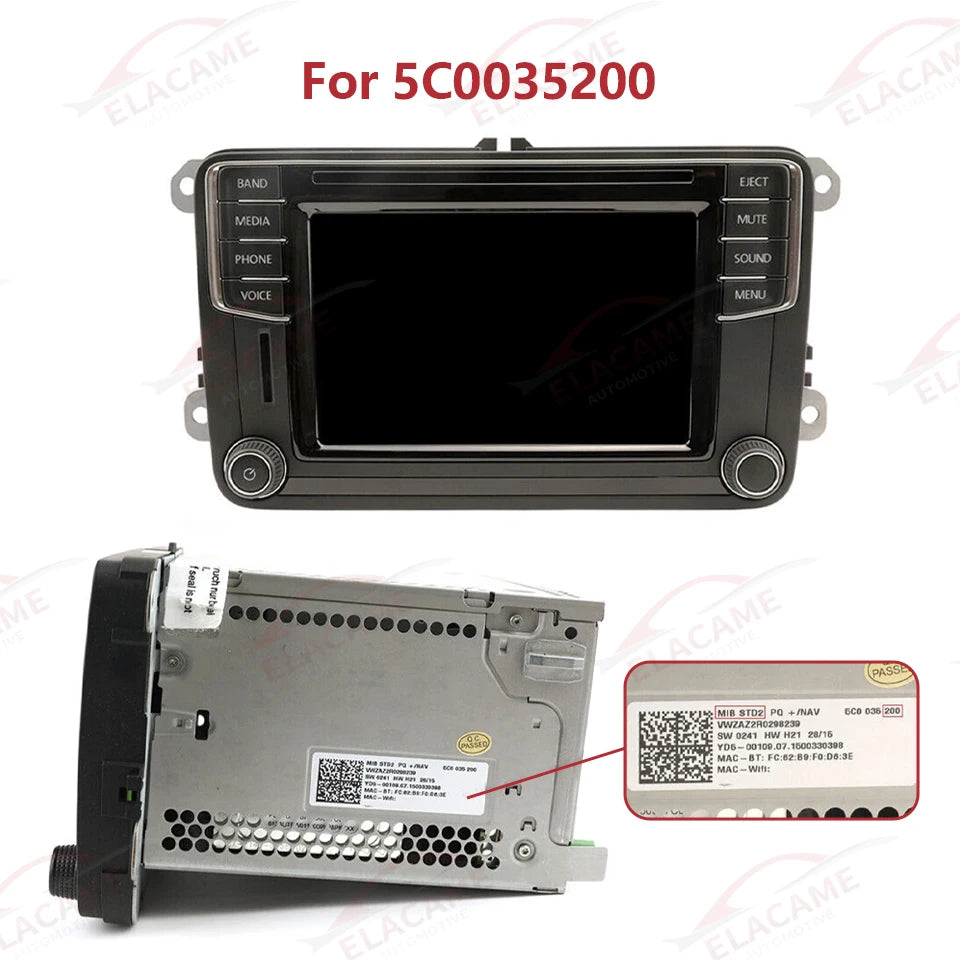 Elacame LCD Touch Screen Replacement For Volkswagen MIB Radio Display