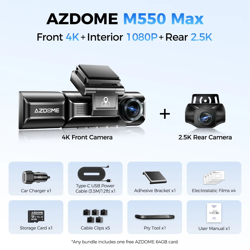 Azdome M550 Max 4K Dash Cam With Advanced Night Vision