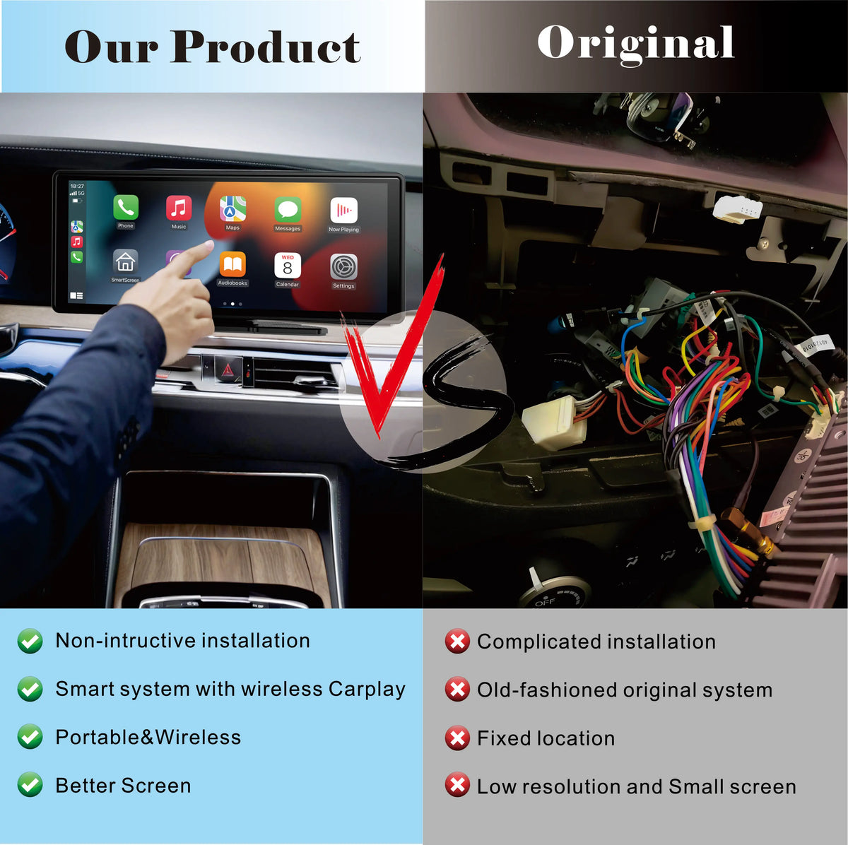 Pionray CarPlay Android Auto Wireless Touchscreen Radio Receiver Unit