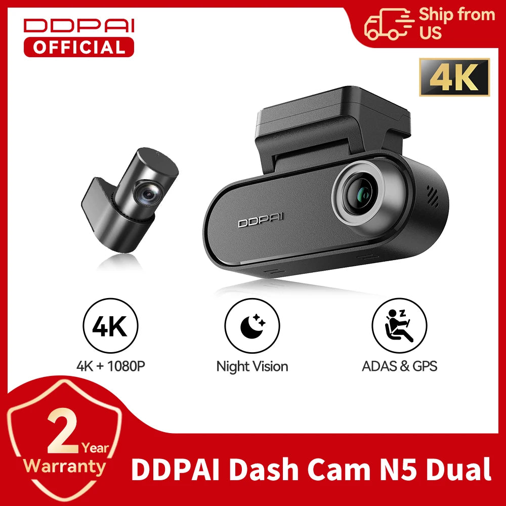 DDPai Dual 4K Dash Camera Featuring Front Rear Recording System