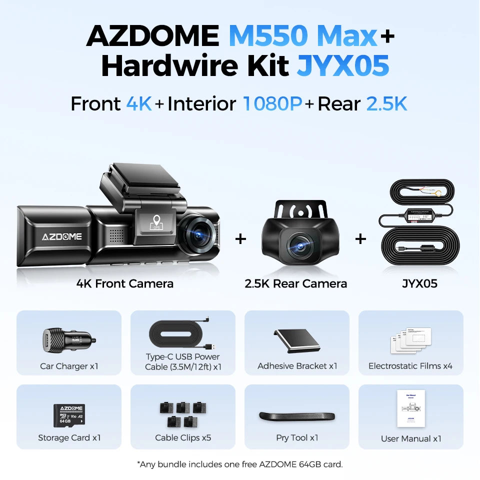 Azdome M550 Max 4K Dash Cam With Advanced Night Vision