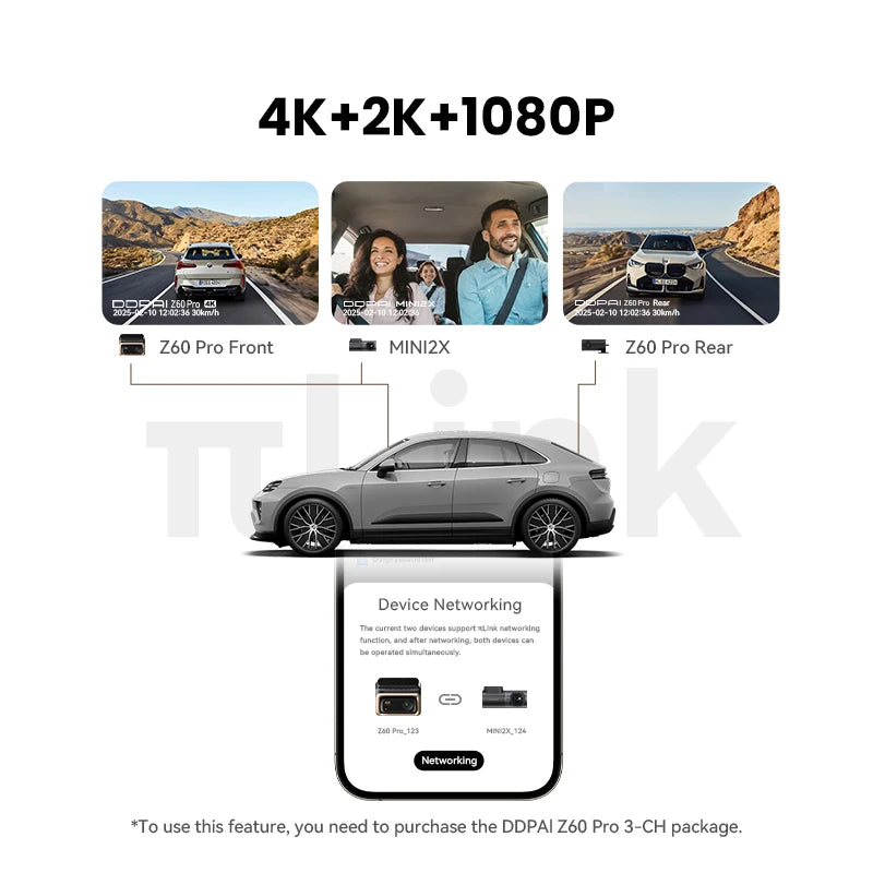 DDPAI 4K Front And Rear Dash Cam With Built In GPS